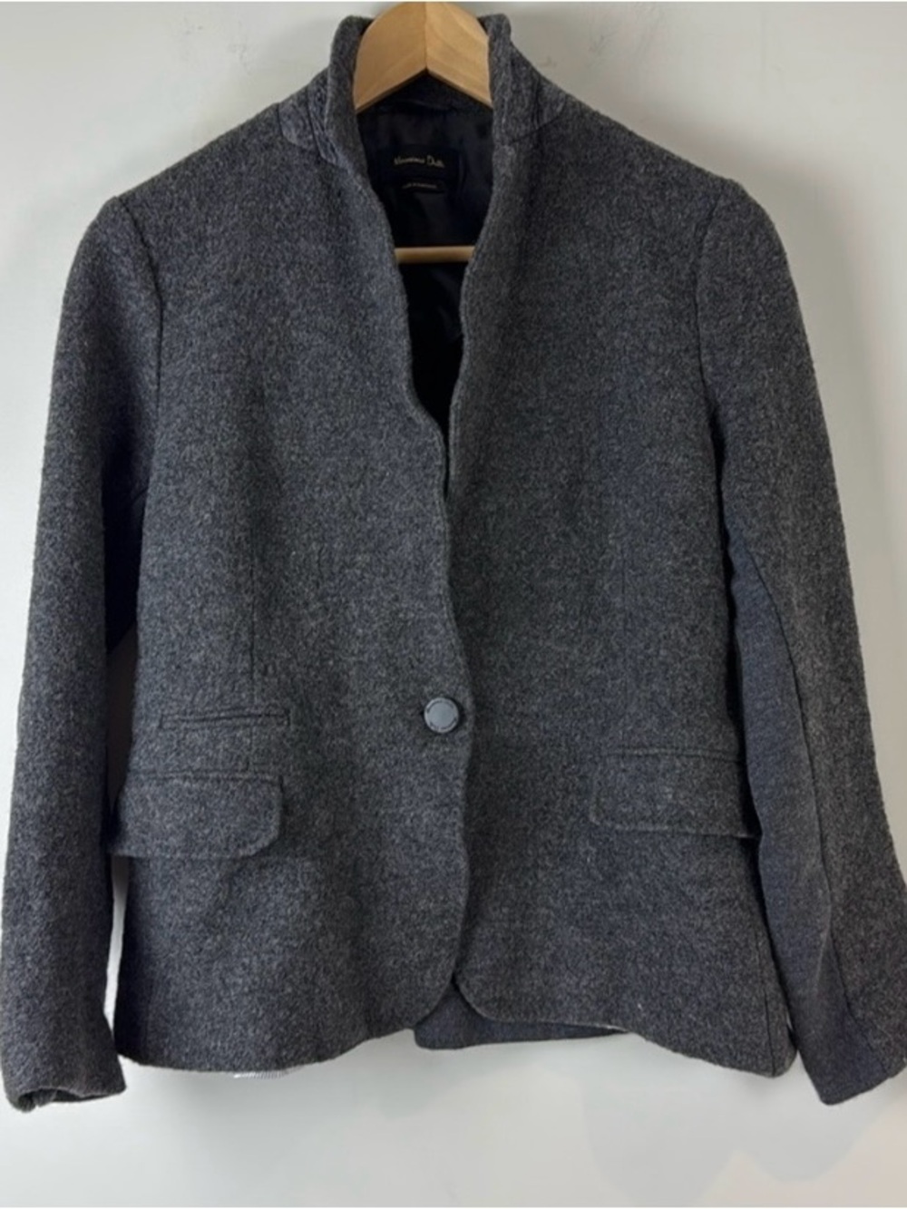 Massimo Dutti Grey Wool Blend Blazer Size 12